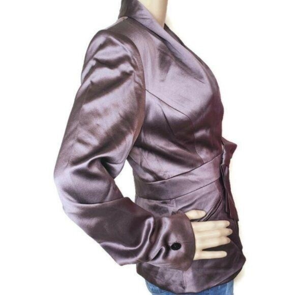Kay Unger New York Silk Blazer jacket Size 8 Mauve lavender purple shiney sheen - Picture 8 of 12
